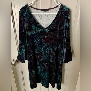 NWOT Tiana B. Paisley Velvet Dress Size L